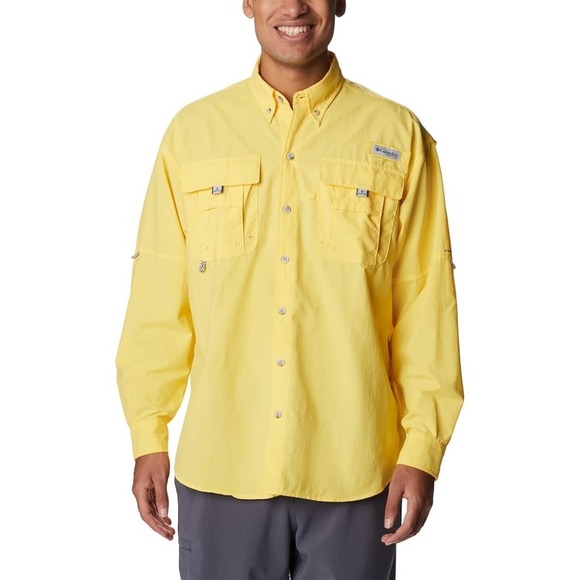 Columbia PFG Omni Shade Yellow Long Sleeve Fishing Shirt Size Large Mens - Picture 1 of 7